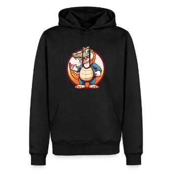 Crocodile Drôle Kawaii Dessin animé Clipart Animal de compagnie - Sweat à capuche Premium bio Homme - noir - Devant - Nico (187cm)