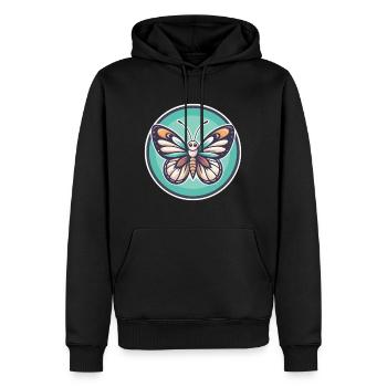 papillon kawaii dessin animé personnage animal visage d’animal - Sweat à capuche Premium bio Homme - noir - Devant - Nico (187cm)