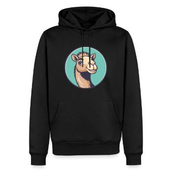Camel Kawaii Cartoon Character Animal Pet Face - Men’s Premium Organic Hoodie - black - Front - Nico (187cm)