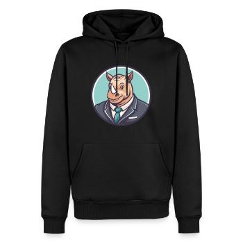 rhinocéros kawaii dessin animé personnage animal visage d’animal de compagnie - Sweat à capuche Premium bio Homme - noir - Devant - Nico (187cm)