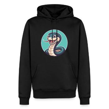 Serpent Kawaii Dessin animé Personnage Animal Animal Visage - Sweat à capuche Premium bio Homme - noir - Devant - Nico (187cm)