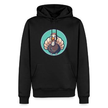 Turquie Kawaii Dessin animé Personnage Animal Animal Visage - Sweat à capuche Premium bio Homme - noir - Devant - Nico (187cm)