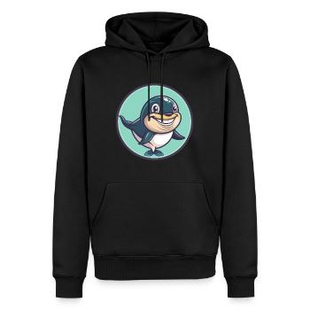 baleine kawaii dessin animé personnage animal visage d’animal - Sweat à capuche Premium bio Homme - noir - Devant - Nico (187cm)
