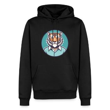 Tigre Kawaii Dessin animé Personnage Animal Animal Visage - Sweat à capuche Premium bio Homme - noir - Devant - Nico (187cm)