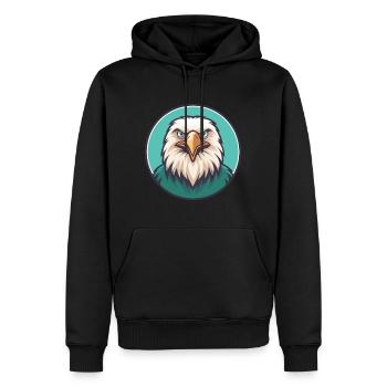 aigle kawaii dessin animé personnage animal visage d’animal de compagnie - Sweat à capuche Premium bio Homme - noir - Devant - Nico (187cm)