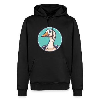 Gans Kawaii Cartoon Figur Tier Haustier Gesicht - Männer Premium Bio Hoodie - Schwarz - Vorne - Nico (187cm)