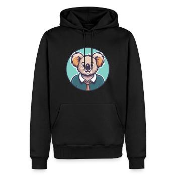 Koala Kawaii Dessin animé Personnage Animal Animal Visage - Sweat à capuche Premium bio Homme - noir - Devant - Nico (187cm)