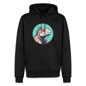 Iguane Kawaii Dessin animé Personnage Animal Animal Visage - Sweat à capuche Premium bio Homme - noir - Devant - Nico (187cm)