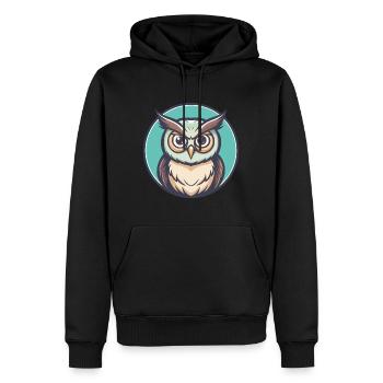 Eule Kawaii Cartoon Figur Tier Haustier Gesicht - Männer Premium Bio Hoodie - Schwarz - Vorne - Nico (187cm)