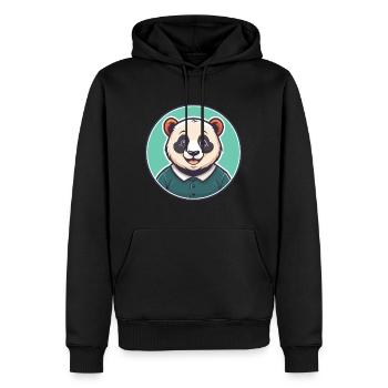 Panda Kawaii Dessin animé Personnage Animal Animal Visage - Sweat à capuche Premium bio Homme - noir - Devant - Nico (187cm)