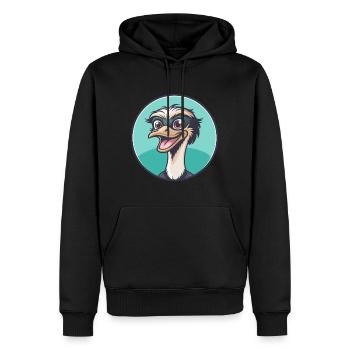 autruche kawaii dessin animé personnage animal visage d’animal - Sweat à capuche Premium bio Homme - noir - Devant - Nico (187cm)