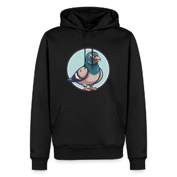 Taube Kawaii Cartoon Figur Tier Haustier Gesicht - Männer Premium Bio Hoodie - Schwarz - Vorne - Nico (187cm)