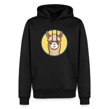 Alpaga Kawaii Dessin animé Personnage Animal Animal Visage - Sweat à capuche Premium bio Homme - noir - Devant - Nico (187cm)