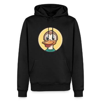 Canard Kawaii Dessin animé Personnage Animal Animal Visage - Sweat à capuche Premium bio Homme - noir - Devant - Nico (187cm)