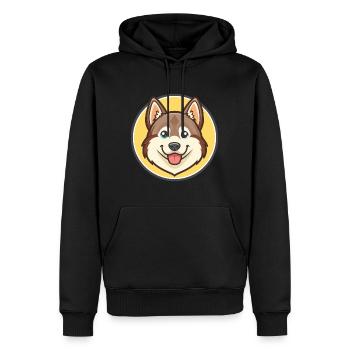 Chien Husky Sibérien, dessin animé Kawaii - Sweat à capuche Premium bio Homme - noir - Devant - Nico (187cm)