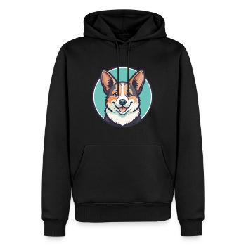 Corgi Chien Race Dessin animé Kawaii Clipart Animal de compagnie - Sweat à capuche Premium bio Homme - noir - Devant - Nico (187cm)