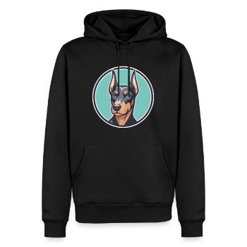 Doberman Chien Race Coloré Dessin animé Kawaii Clipart - Sweat à capuche Premium bio Homme - noir - Devant - Nico (187cm)