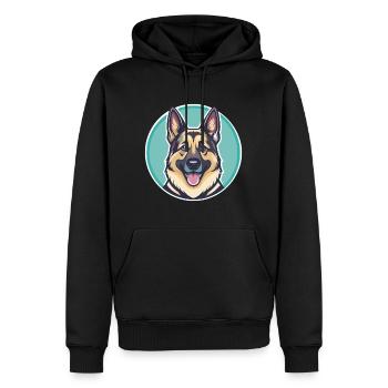 Berger allemand caniche chien race dessin animé Kawaii - Sweat à capuche Premium bio Homme - noir - Devant - Nico (187cm)