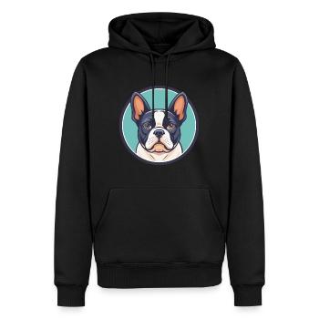 Grand Anglo Français Blanc Et Noir Chien Dessin Animé Animal De Compagnie - Sweat à capuche Premium bio Homme - noir - Devant - Nico (187cm)