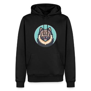 Keeshond Dog Breed Colorful Cartoon Kawaii Clipart - Men’s Premium Organic Hoodie - black - Front - Nico (187cm)
