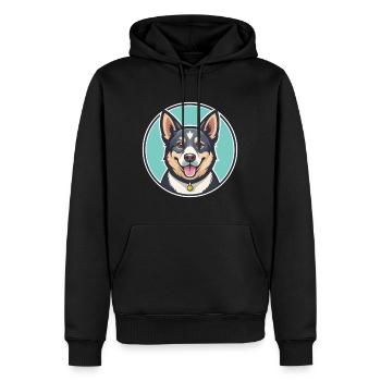 Nouvelle-Zélande Race Chien Drôle Dessin Animé Kawaii Clipart - Sweat à capuche Premium bio Homme - noir - Devant - Nico (187cm)