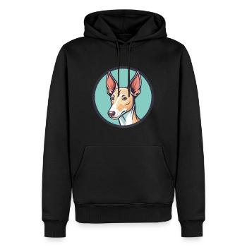 Podenco Ibizenco Hunderasse Cartoon Kawaii Clipart - Männer Premium Bio Hoodie - Schwarz - Vorne - Nico (187cm)