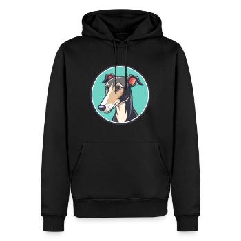 Lévrier polonais chien race dessin animé Kawaii Clipart - Sweat à capuche Premium bio Homme - noir - Devant - Nico (187cm)