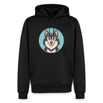 Saarloos Wolfdog Hunderasse Cartoon Kawaii Clipart - Männer Premium Bio Hoodie - Schwarz - Vorne - Nico (187cm)