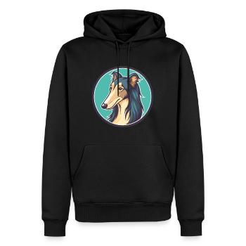 Silken Windhound Chien Race Dessin animé Kawaii Clipart - Sweat à capuche Premium bio Homme - noir - Devant - Nico (187cm)
