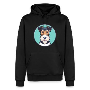 Wire Fox Terrier Dog Breed Cartoon Kawaii Clipart - Men’s Premium Organic Hoodie - black - Front - Nico (187cm)