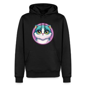 Schottisch Falten Katze Rasse Karikatur Kawaii Tier Haustier - Männer Premium Bio Hoodie - Schwarz - Vorne - Nico (187cm)