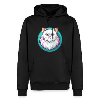 Weiße Langhaarkatze Rasse Karikatur Kawaii - Männer Premium Bio Hoodie - Schwarz - Vorne - Nico (187cm)