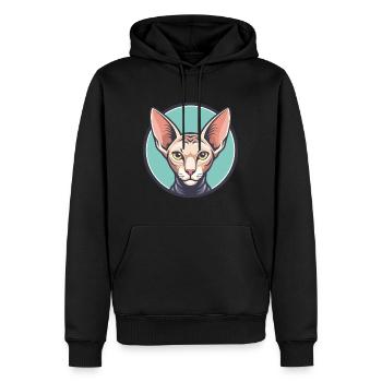 Peterbald Chat Race Dessin Animé Kawaii Animal Pet - Sweat à capuche Premium bio Homme - noir - Devant - Nico (187cm)