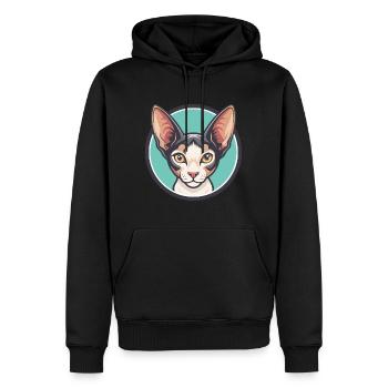 Cornish Rex Chat Race Dessin animé Kawaii Animal Pet - Sweat à capuche Premium bio Homme - noir - Devant - Nico (187cm)