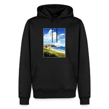 Péninsule de Gower Aonb Affiche de voyage Souvenir WPA - Sweat à capuche Premium bio Homme - noir - Devant - Nico (187cm)