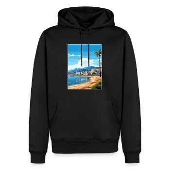 Agadir Maroc Voyage Affiche Souvenir Peinture WPA - Sweat à capuche Premium bio Homme - noir - Devant - Nico (187cm)