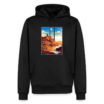 Aït Benhaddou Maroc Affiche de voyage Souvenir WPA - Sweat à capuche Premium bio Homme - noir - Devant - Nico (187cm)