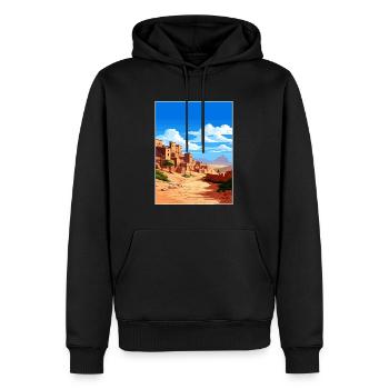 Aït Benhaddou Maroc Affiche de voyage Souvenir WPA - Sweat à capuche Premium bio Homme - noir - Devant - Nico (187cm)
