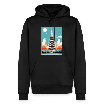 Japon Tokyo Voyage Affiche Souvenir Carte Postale Peinture - Sweat à capuche Premium bio Homme - noir - Devant - Nico (187cm)
