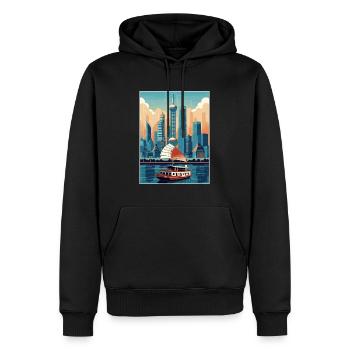 Shanghai Chine Voyage Affiche Souvenir Peinture WPA - Sweat à capuche Premium bio Homme - noir - Devant - Nico (187cm)