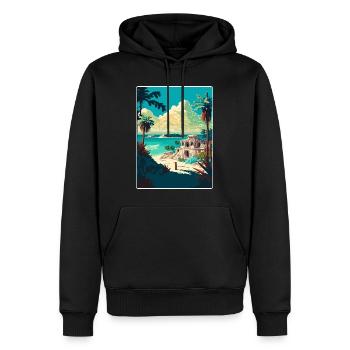 Tulum Voyage Affiche Souvenir WPA Carte Postale Peinture - Sweat à capuche Premium bio Homme - noir - Devant - Nico (187cm)