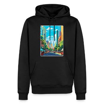 Sao Paulo Brésil Affiche de voyage Peinture Souvenir WPA - Sweat à capuche Premium bio Homme - noir - Devant - Nico (187cm)