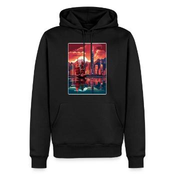 Hong Kong Chine Voyage Affiche Souvenir Peinture WPA - Sweat à capuche Premium bio Homme - noir - Devant - Nico (187cm)