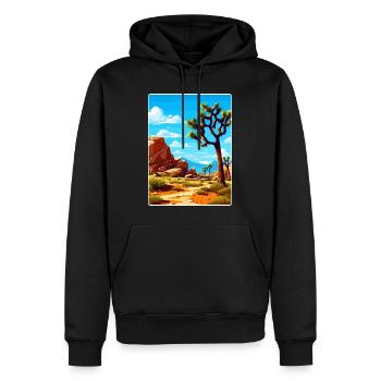 Joshua Tree National Park California Travel Poster - Men’s Premium Organic Hoodie - black - Front - Nico (187cm)