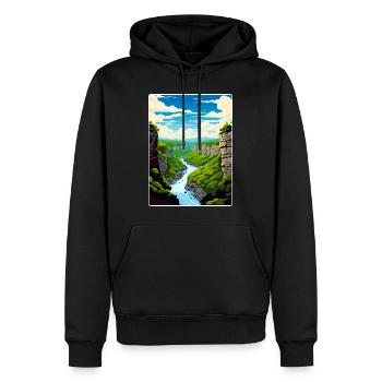New River Gorge National Park Travel Poster WPA - Men’s Premium Organic Hoodie - black - Front - Nico (187cm)