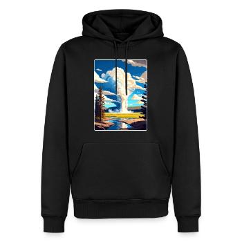 Yellowstone Nationalpark Reiseplakat Souvenir - Männer Premium Bio Hoodie - Schwarz - Vorne - Nico (187cm)