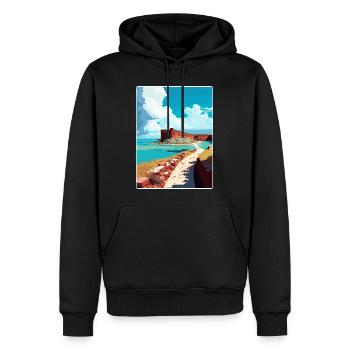 Affiche de voyage souvenir du parc national de Tortugas sèche - Sweat à capuche Premium bio Homme - noir - Devant - Nico (187cm)