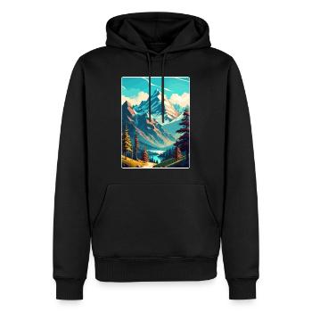 Alpes bavaroises Allemagne Affiche de voyage Souvenir WPA - Sweat à capuche Premium bio Homme - noir - Devant - Nico (187cm)