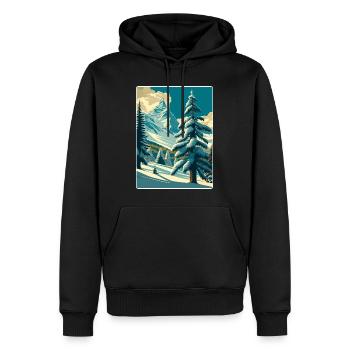 Zermatt Ski Ski Affiche de voyage Peinture souvenir WP - Sweat à capuche Premium bio Homme - noir - Devant - Nico (187cm)