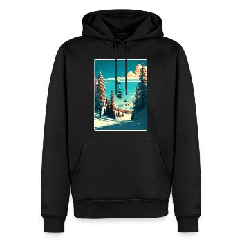 La Plagne Ski Ski Voyage Poster Souvenir WPA - Sweat à capuche Premium bio Homme - noir - Devant - Nico (187cm)